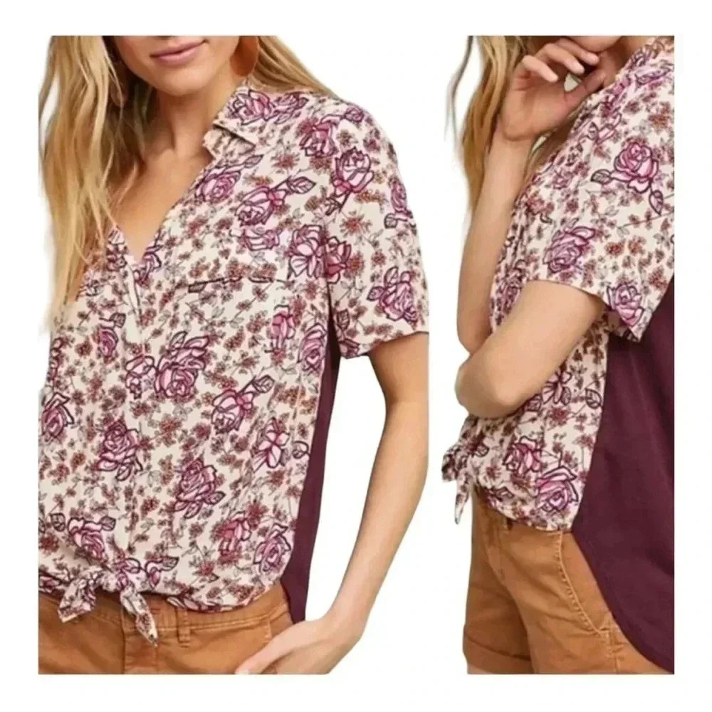 1409, ANTHROPOLOGIE PORRIDGE CLOTHING BERGEN FLORAL BUTTON DOWN TOP SIZE‎ XS